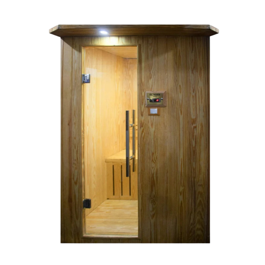 2-person wooden sauna, small, 2-candle heating